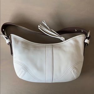 Vintage white leather small hobo